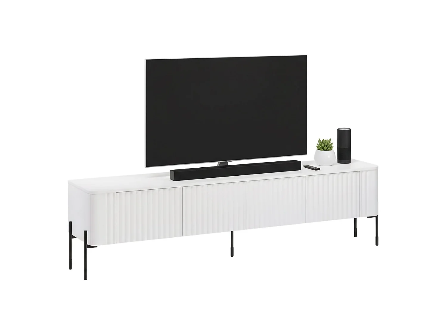Meuble TV Fiaes, une étagère, 39,6x190x50h cm Blanc
