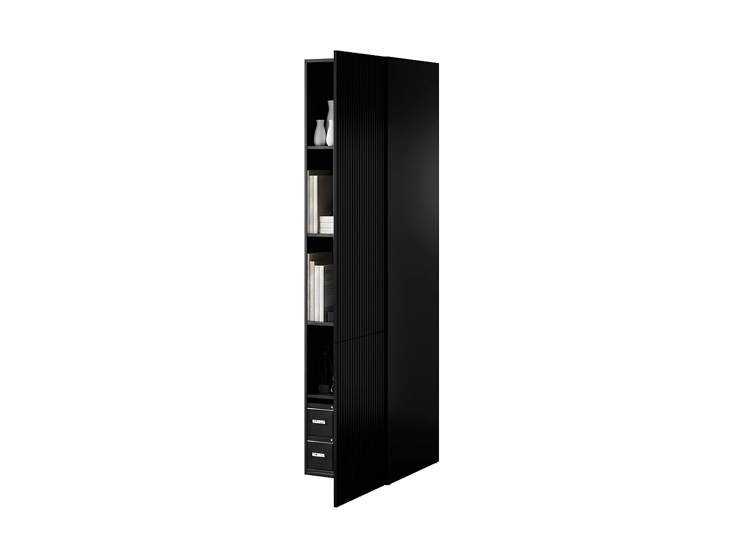 Armadio Multiuso 1 Anta Abrantes, 4 Ripiani, 55.5x198.5h cm Nero
