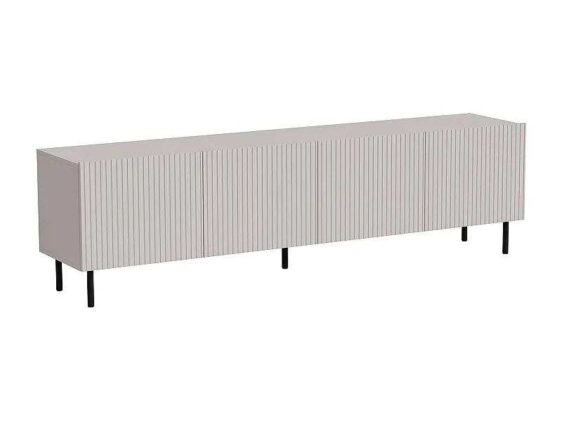 Mobile porta TV Priocca, Madia da salotto con quattro ante battenti, Rialzato da terra, 200x42 h52 cm, Beige