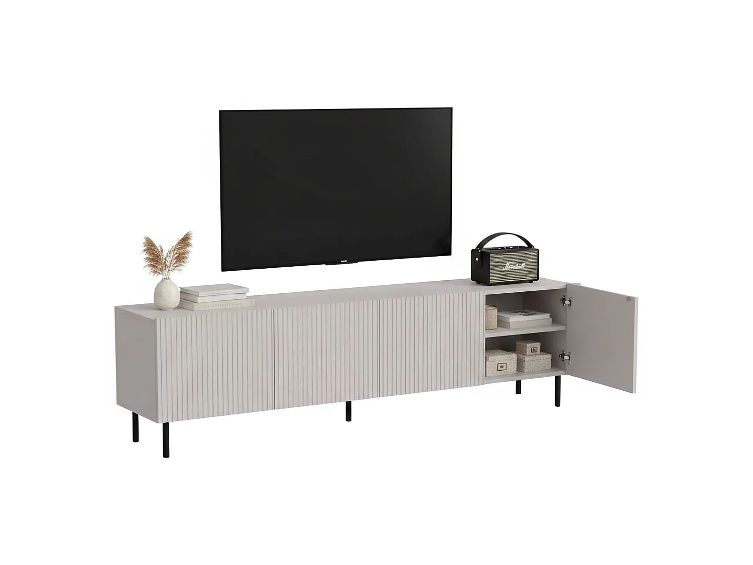 Mobile Porta tv Gandra, 4 Ripiani, 42x200x52h cm Beige