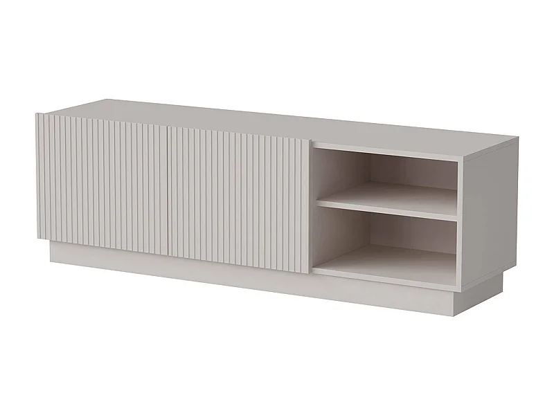 Mobile porta TV Finita, Madia da salotto con due ante battenti, Design minimal e moderno, 150x40 h48 cm, Beige