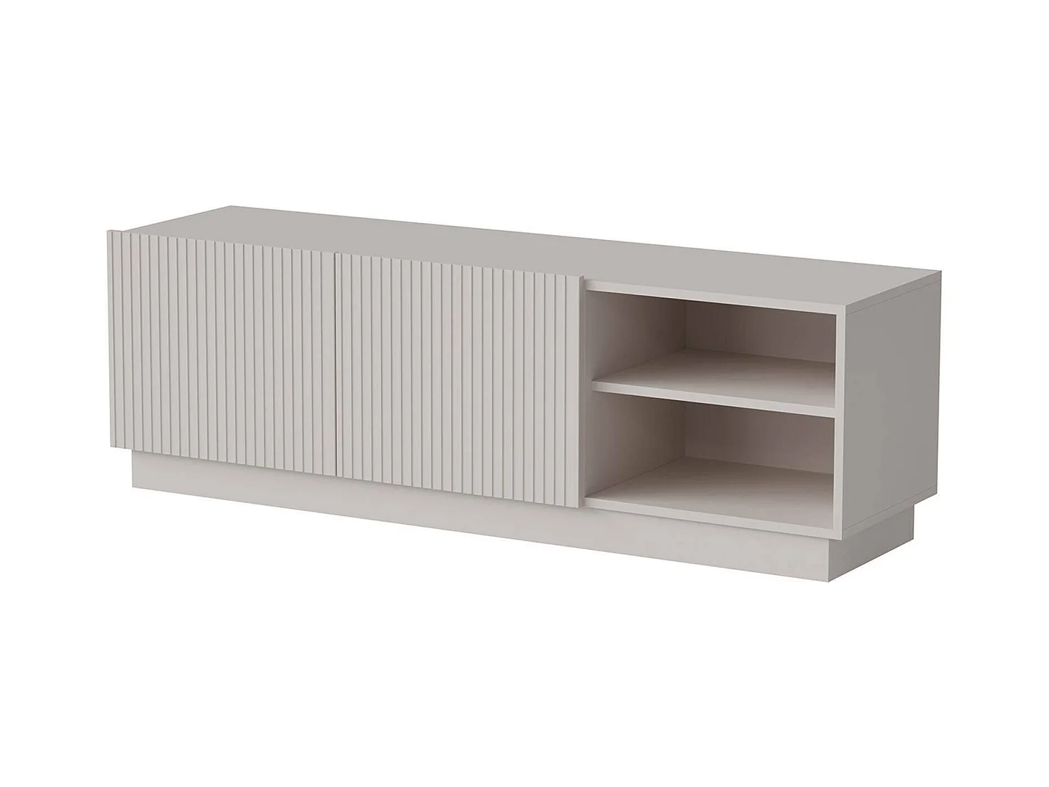 Mobile porta TV Finita, Madia da salotto con due ante battenti, Design minimal e moderno, 150x40 h48 cm, Beige