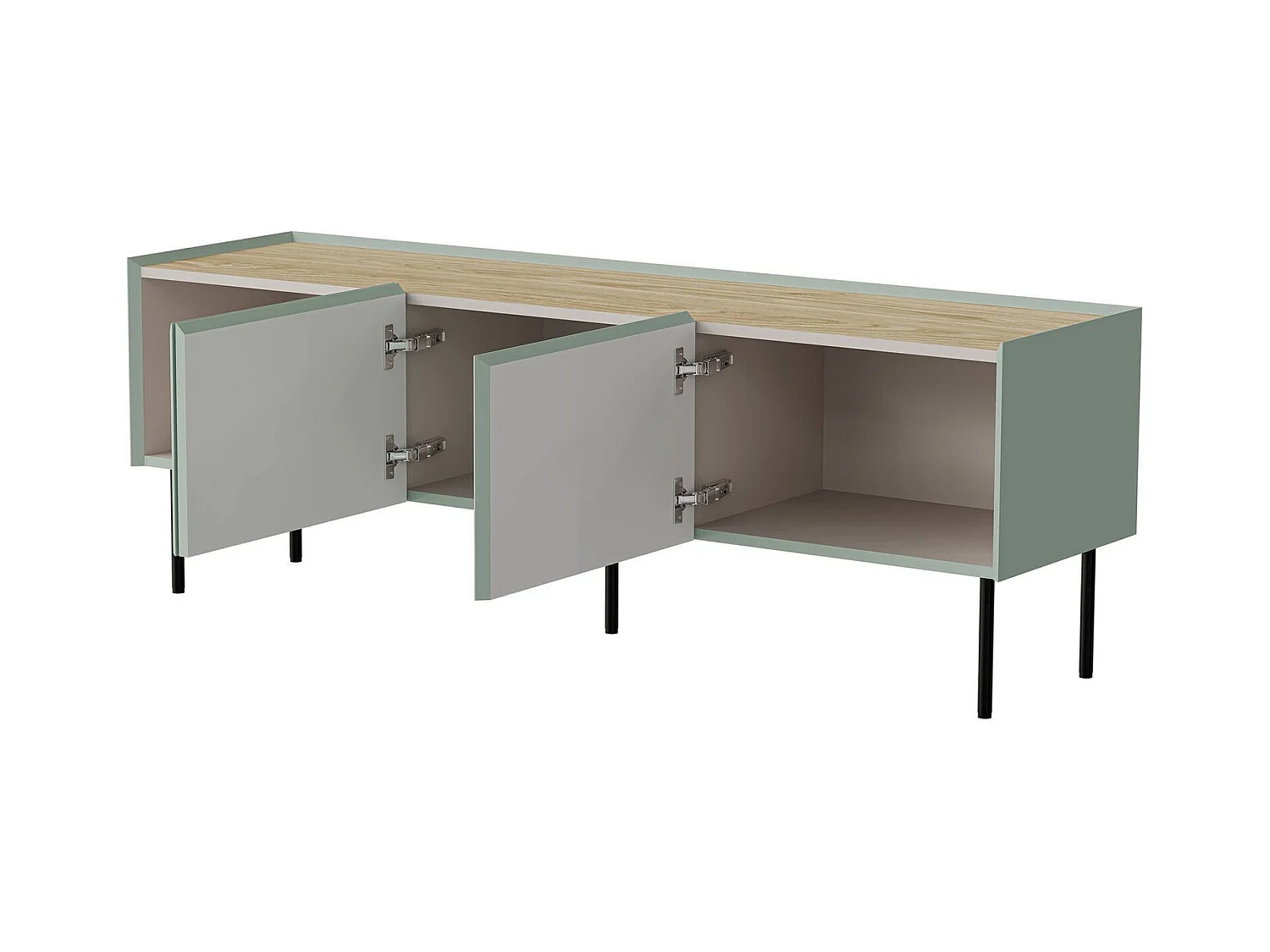 Meuble TV Vendas, avec étagère, 40x150x52h cm Vert Chêne