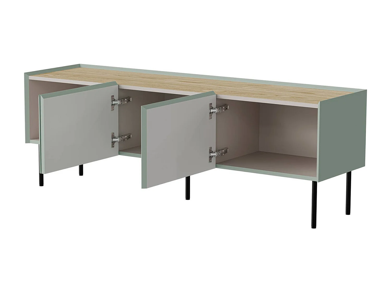 Meuble TV Vendas, avec étagère, 40x150x52h cm Vert Chêne