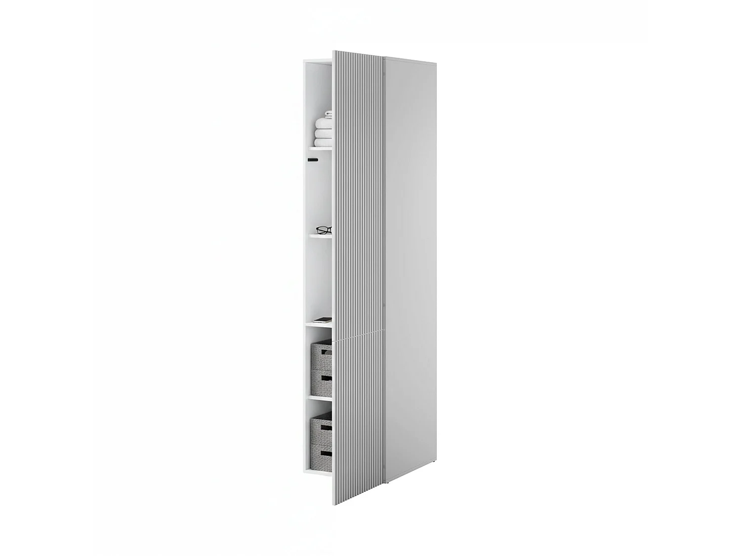 Armadio Multiuso 1 Anta Abrantes, 4 Ripiani, 55.5x198.5h cm Bianco