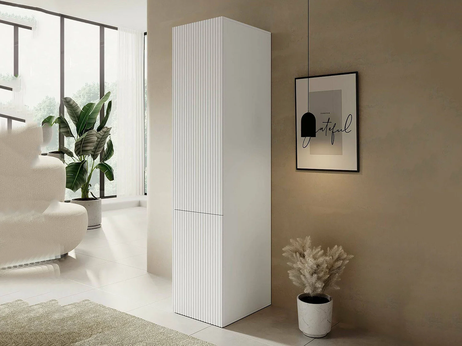 Armadio Multiuso 1 Anta Abrantes, 4 Ripiani, 55.5x198.5h cm Bianco