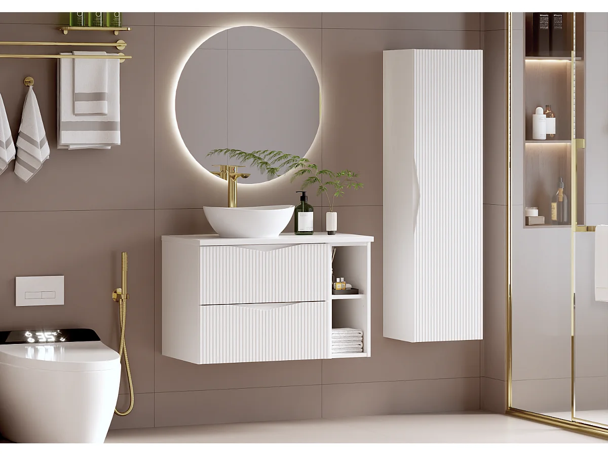 Meuble sous-vasque 80cm 2 niches plan de toilette Tao Blanc