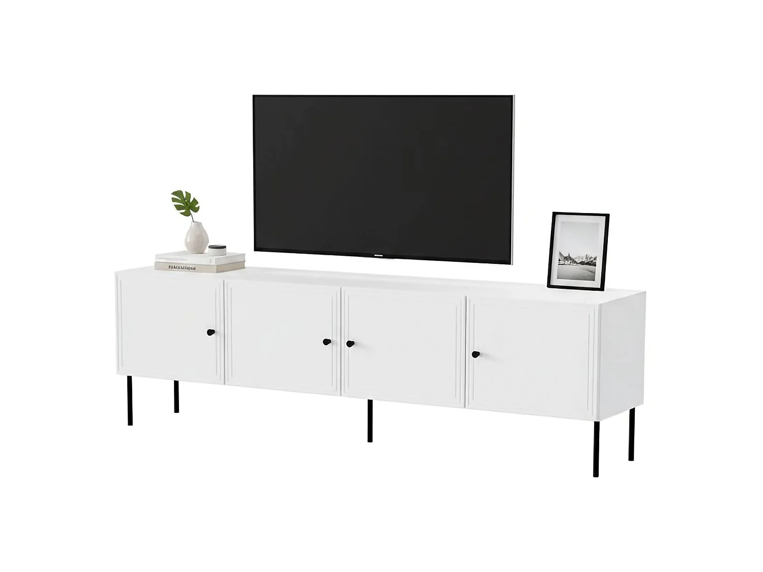 Meuble TV Felgueiras, une étagère, 40x201x60h cm Blanc
