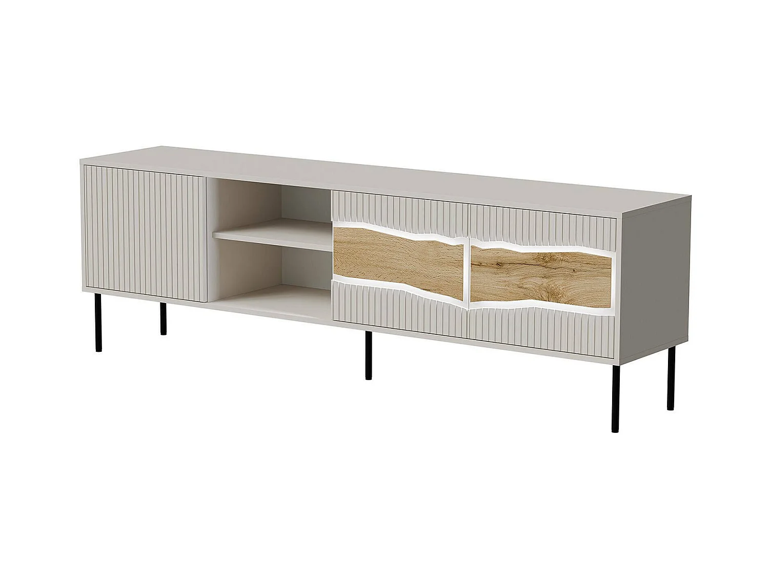Meuble TV Feira, 2 étagères, 40x190x61.5h cm Beige
