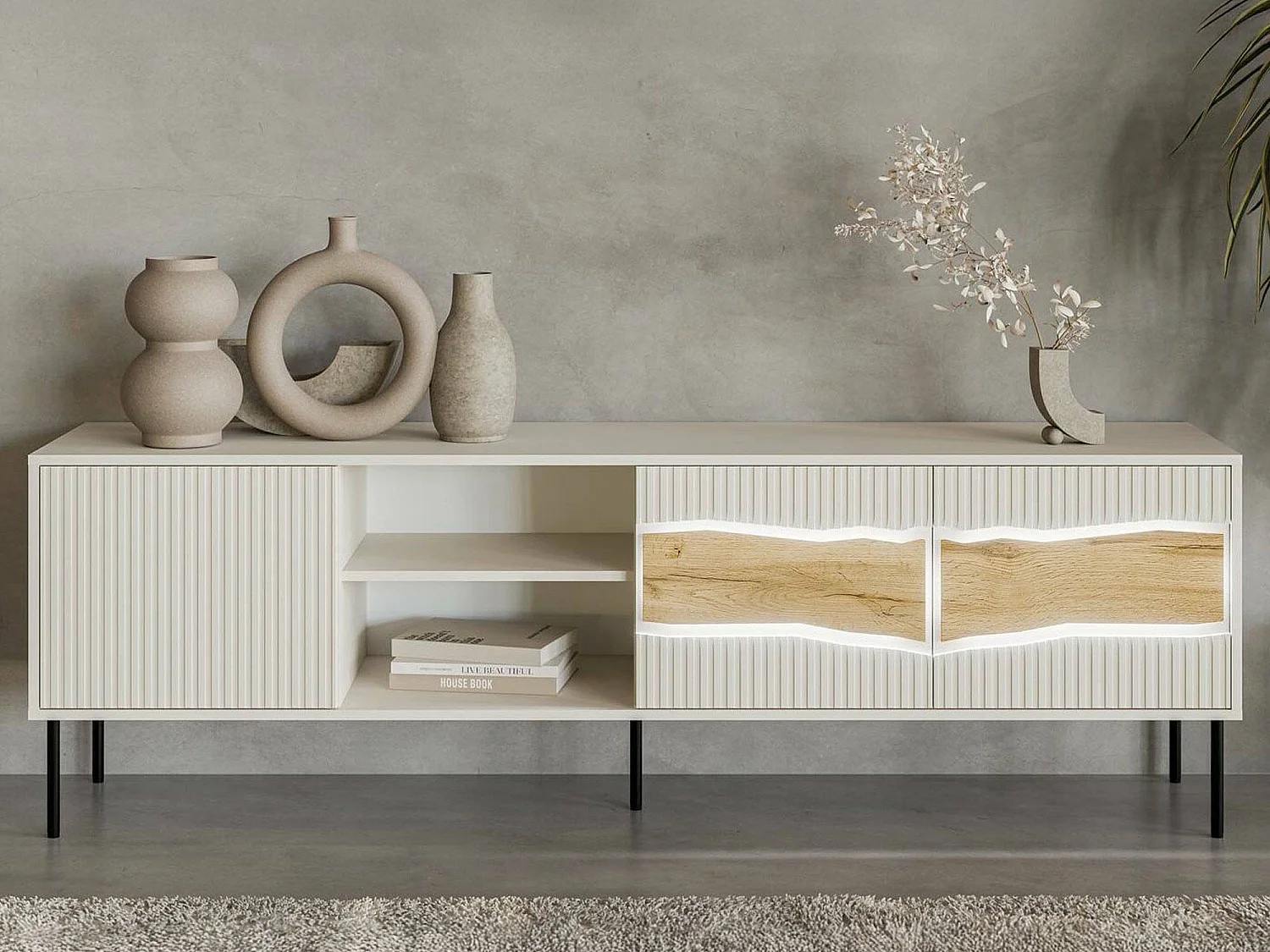 TV-Schrank Feira, 2 Regale, 40x190x61,5h cm Beige