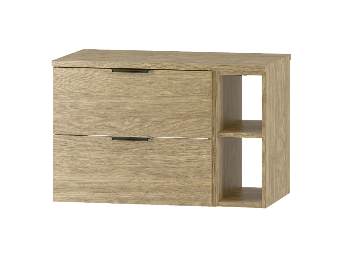 Badkamerset 80 cm Kast Rek Werkblad Eikenhout Geolied Pile