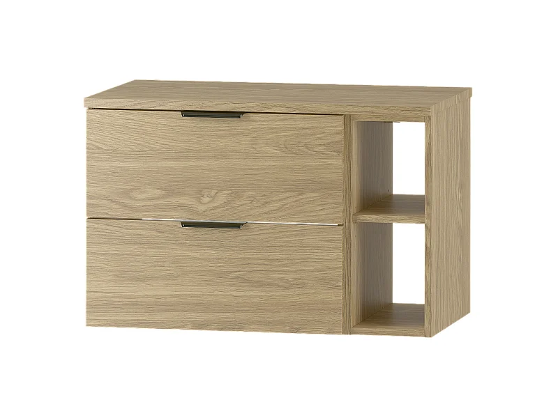 Ensemble pour salle de bain 80 cm Armoire Étagère Plan de travail Chêne huilé Pile