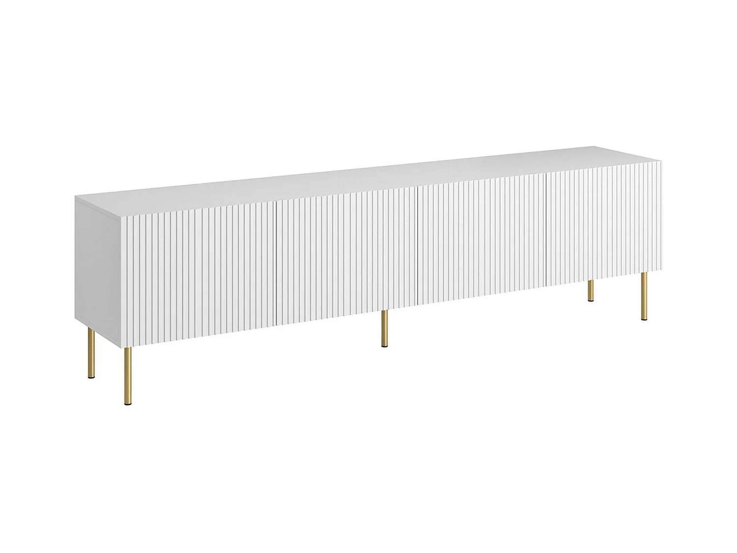 Meuble TV Ovar, 4 Étagères, 42x200x52h cm Blanc