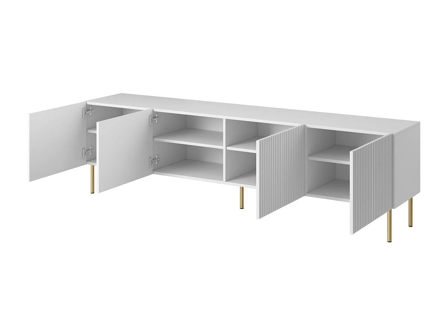 Mobile Porta tv Ovar, 4 Ripiani, 42x200x52h cm Bianco