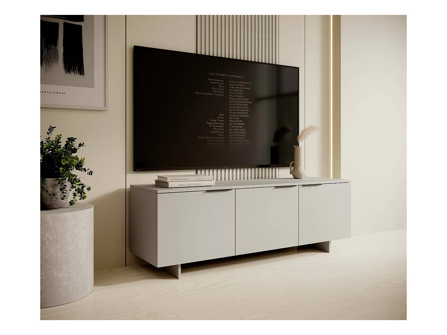 Meuble TV Fundao, une étagère, 41,5x150x55h cm Beige