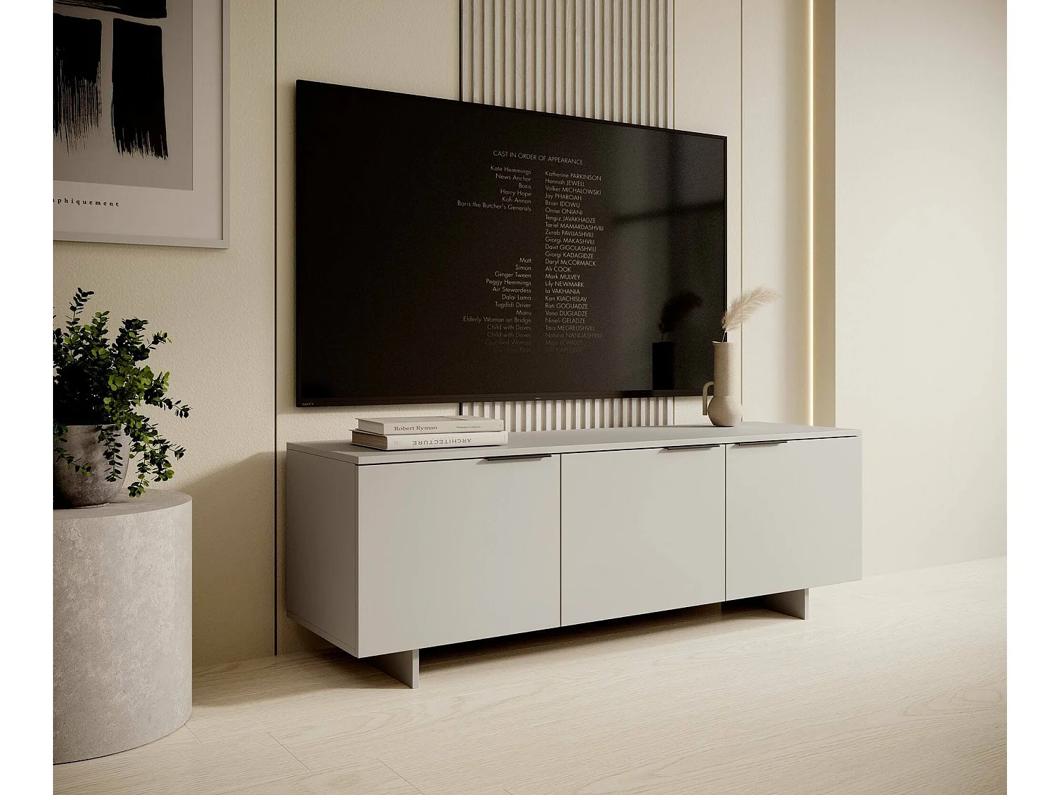 Meuble TV Fundao, une étagère, 41,5x150x55h cm Beige