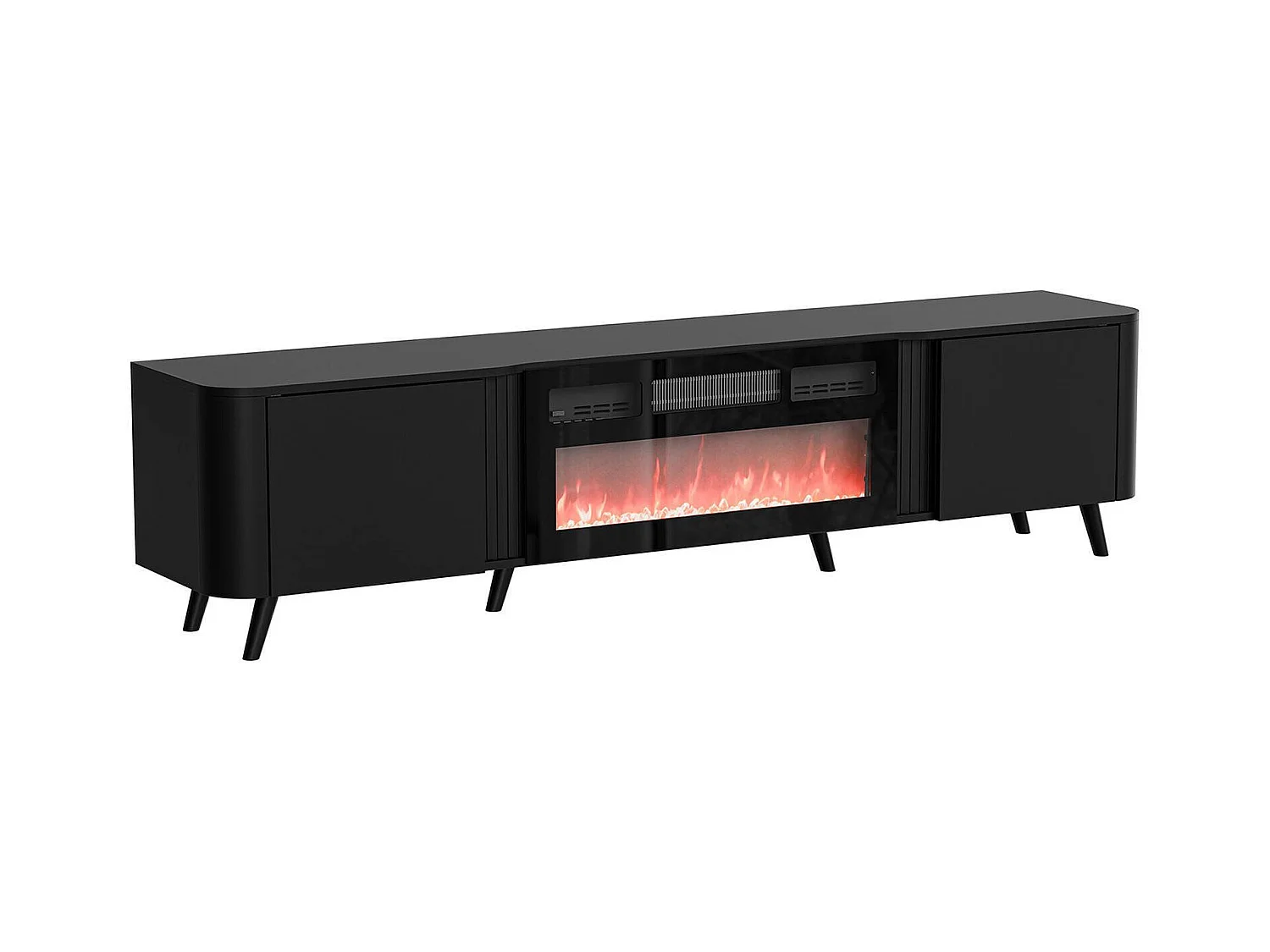 Meuble TV Tomar, 2 Étagères, 40x190,5x58h cm Noir