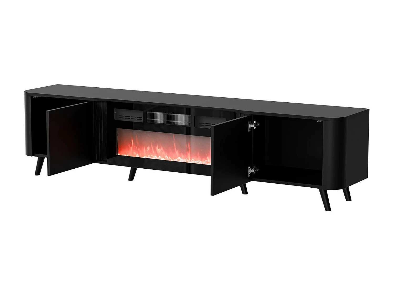 TV-Schrank Tomar, 2 Regalböden, 40x190,5x58h cm Schwarz