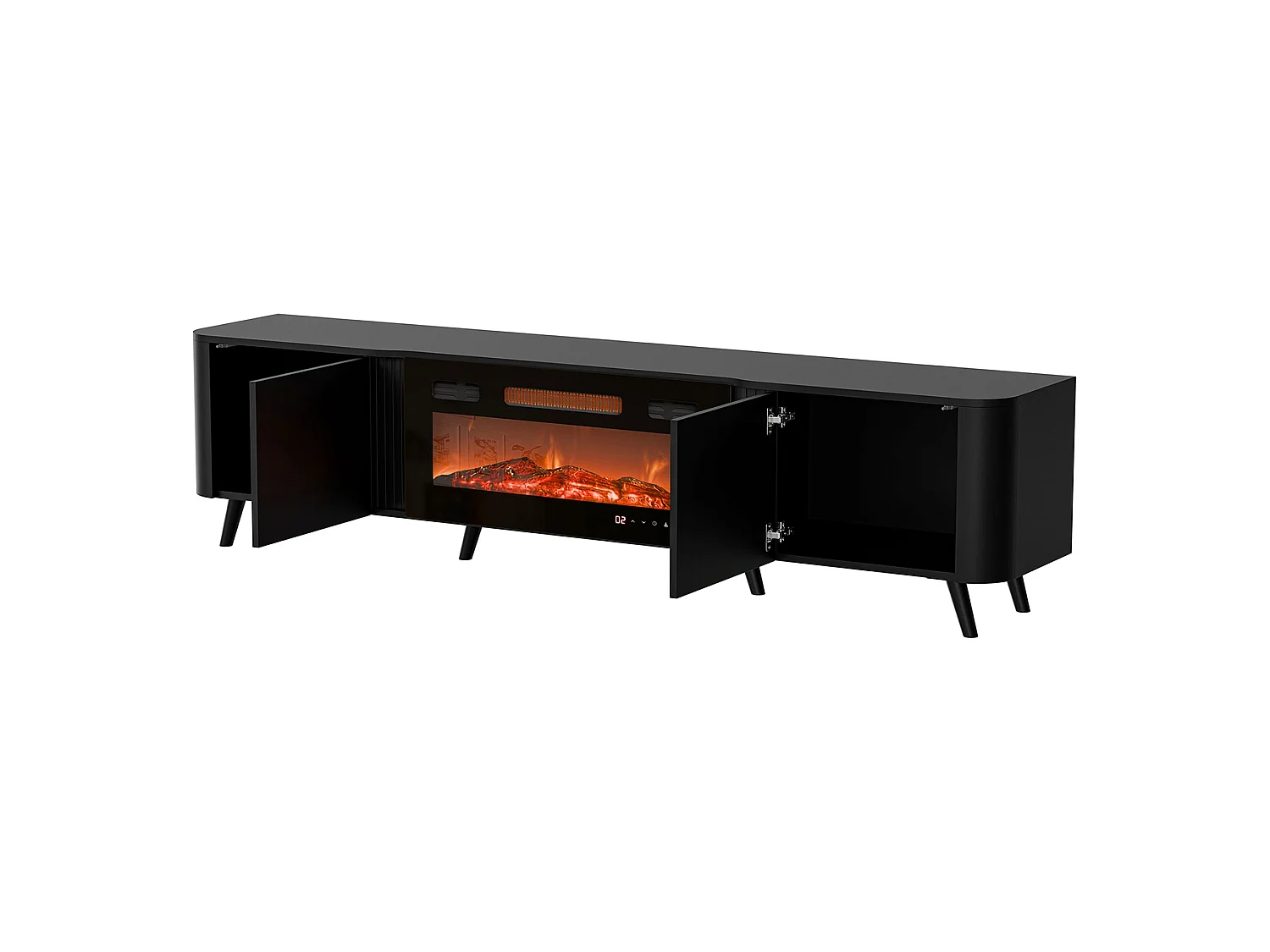 Meuble TV Tomar, 2 Étagères, 40x190,5x58h cm Noir