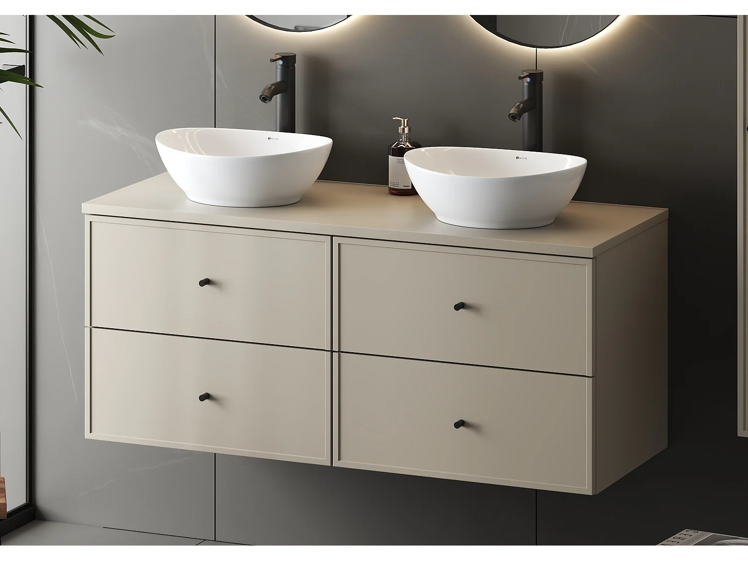 Ensemble de salle de bain en cachemire 120 cm Armoire avec plateau Marco