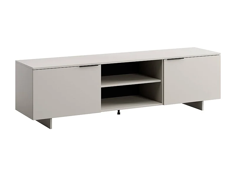 Mobile porta TV Buono, Madia da salotto con due ante battenti e due vani aperti, Rialzato da terra, 180x42 h55 cm, Beige
