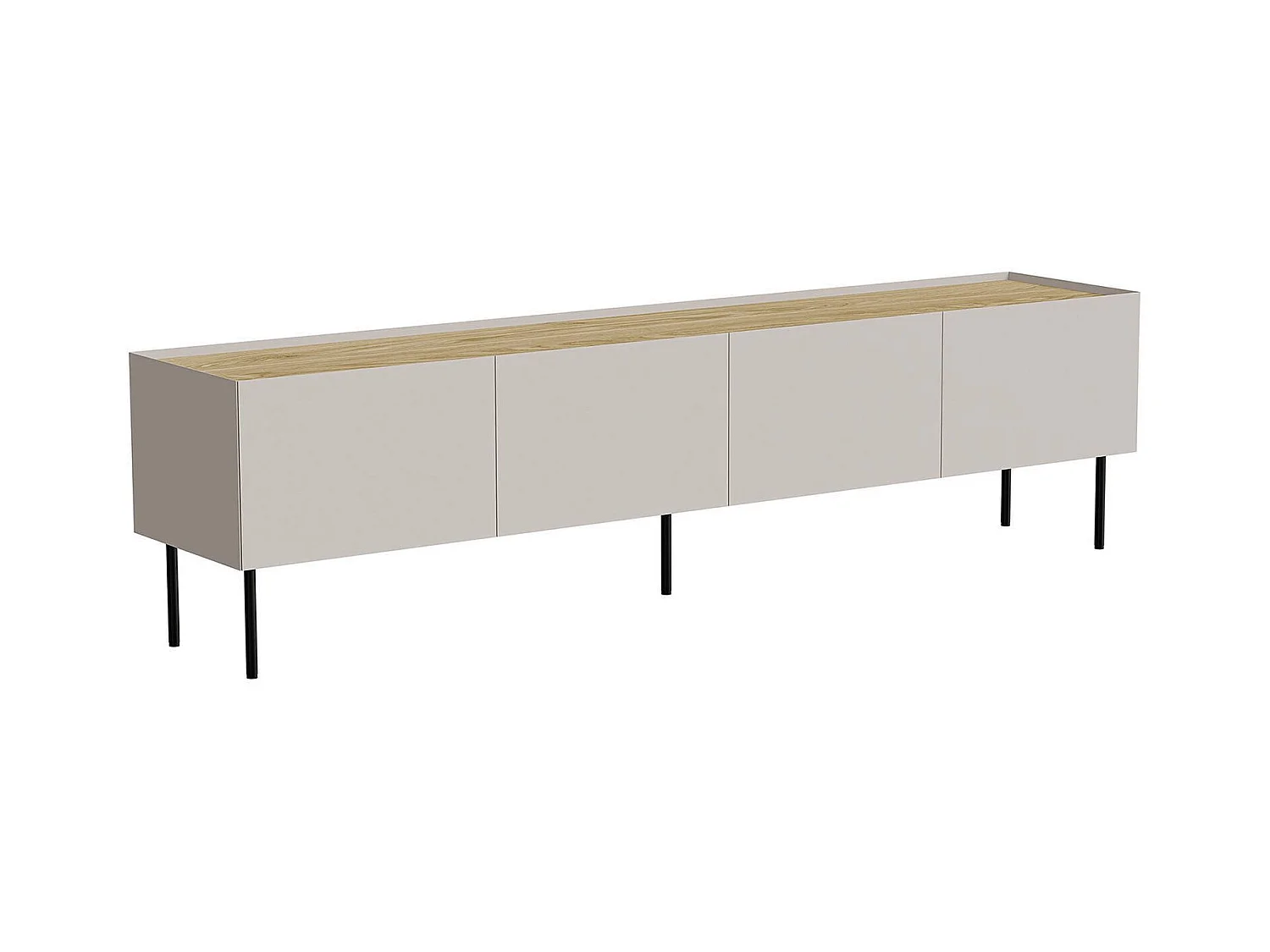 Meuble TV Novas, une étagère, 40x200x52h cm Beige Chêne
