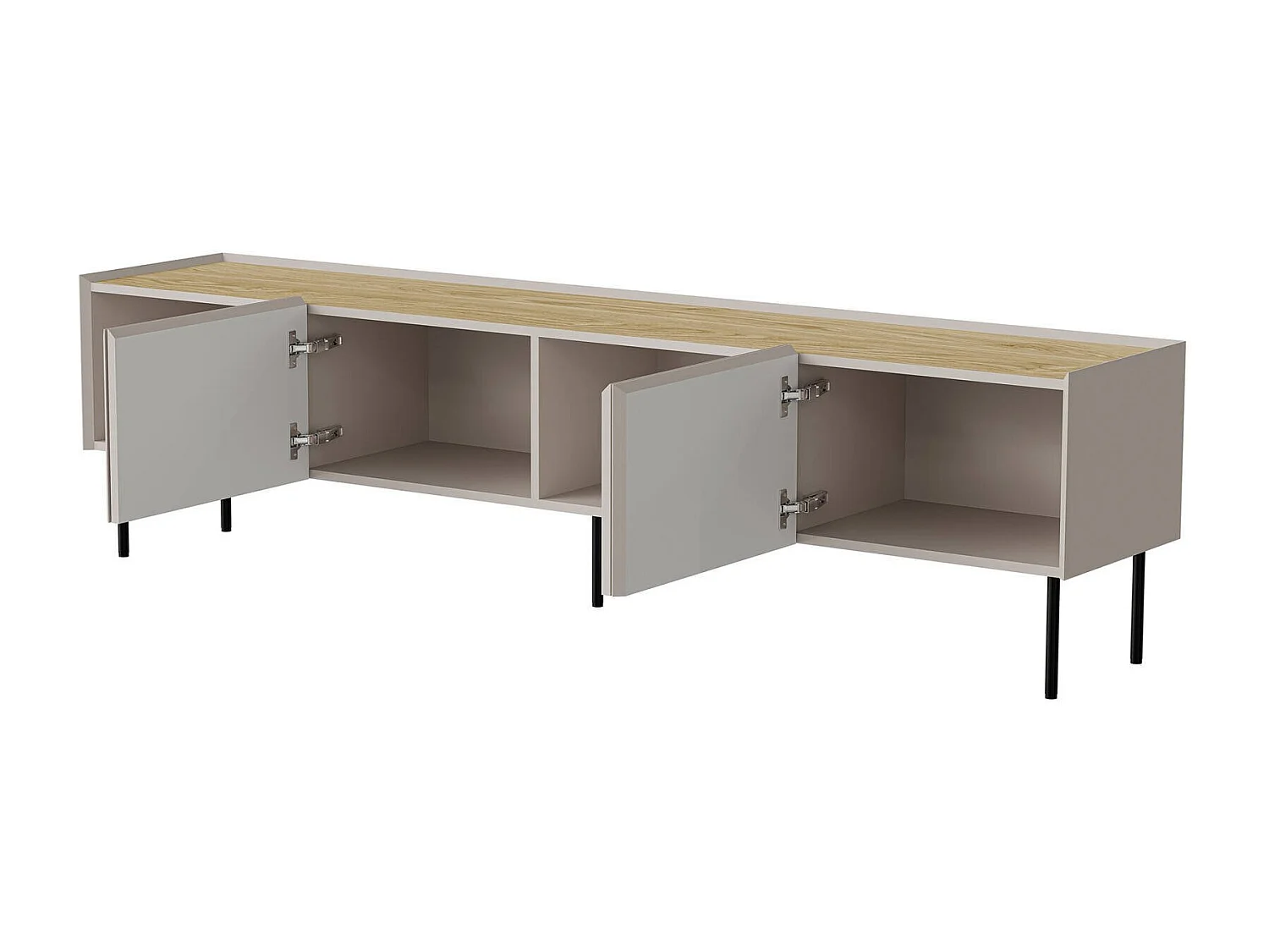 Meuble TV Novas, une étagère, 40x200x52h cm Beige Chêne