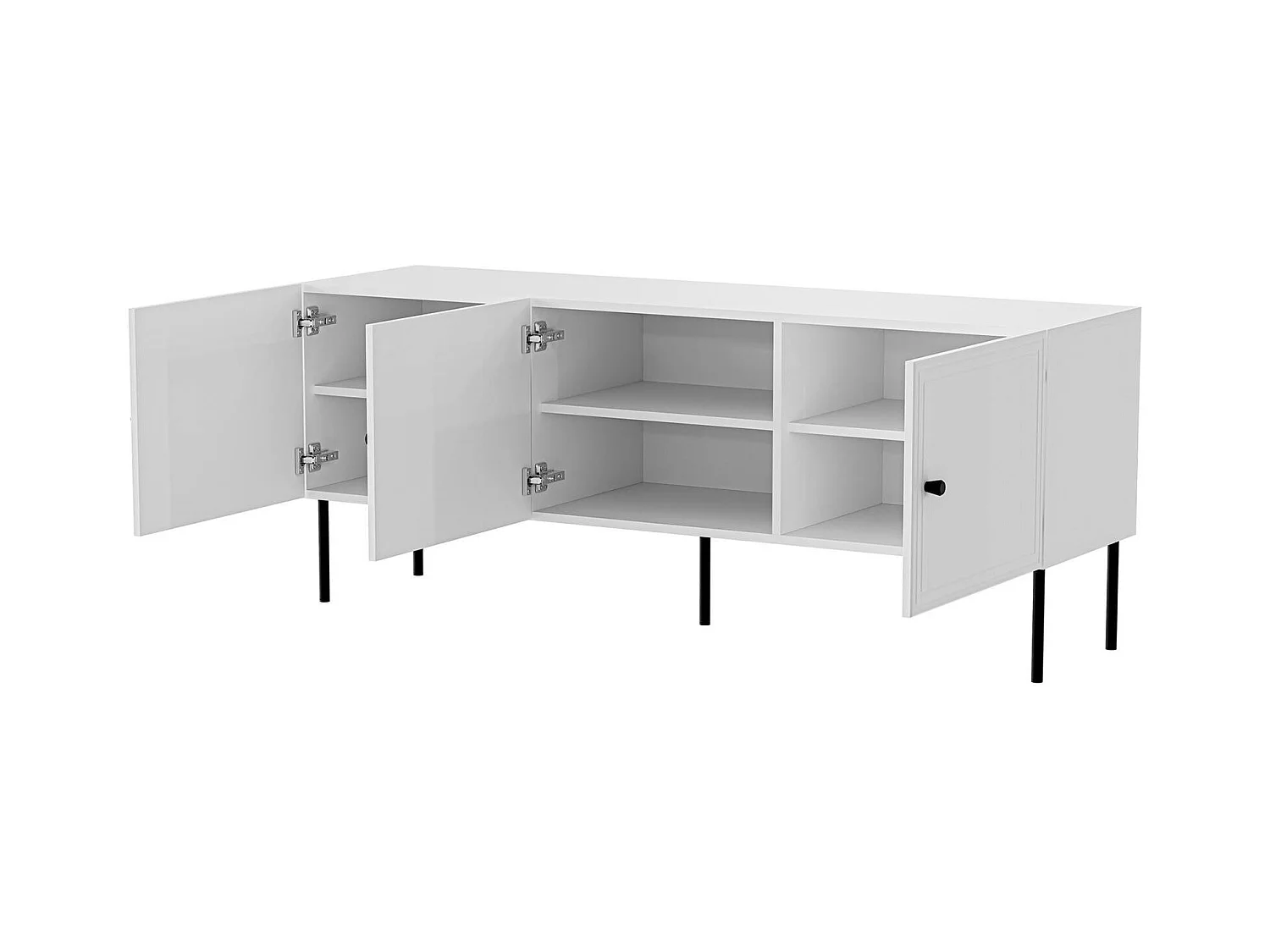 Meuble TV Moura, 3 étagères, 40x151x60h cm blanc