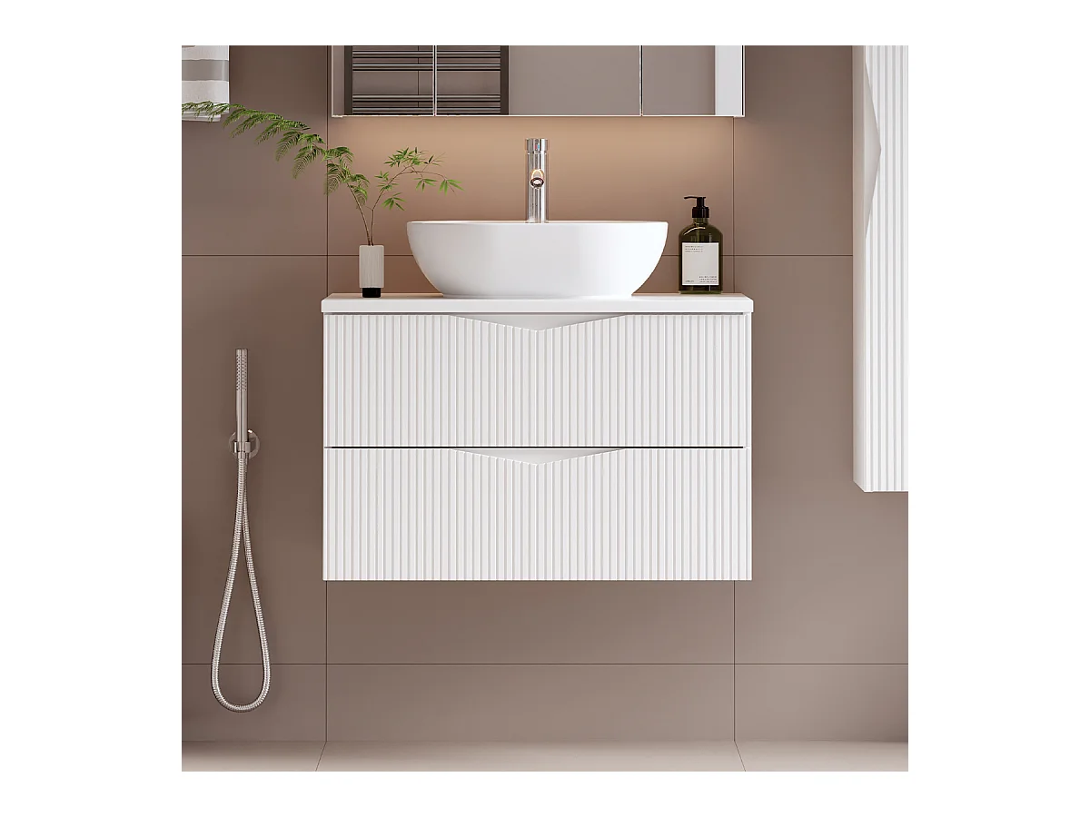 Meuble sous-vasque 80cm plan de toilette Tao Blanc