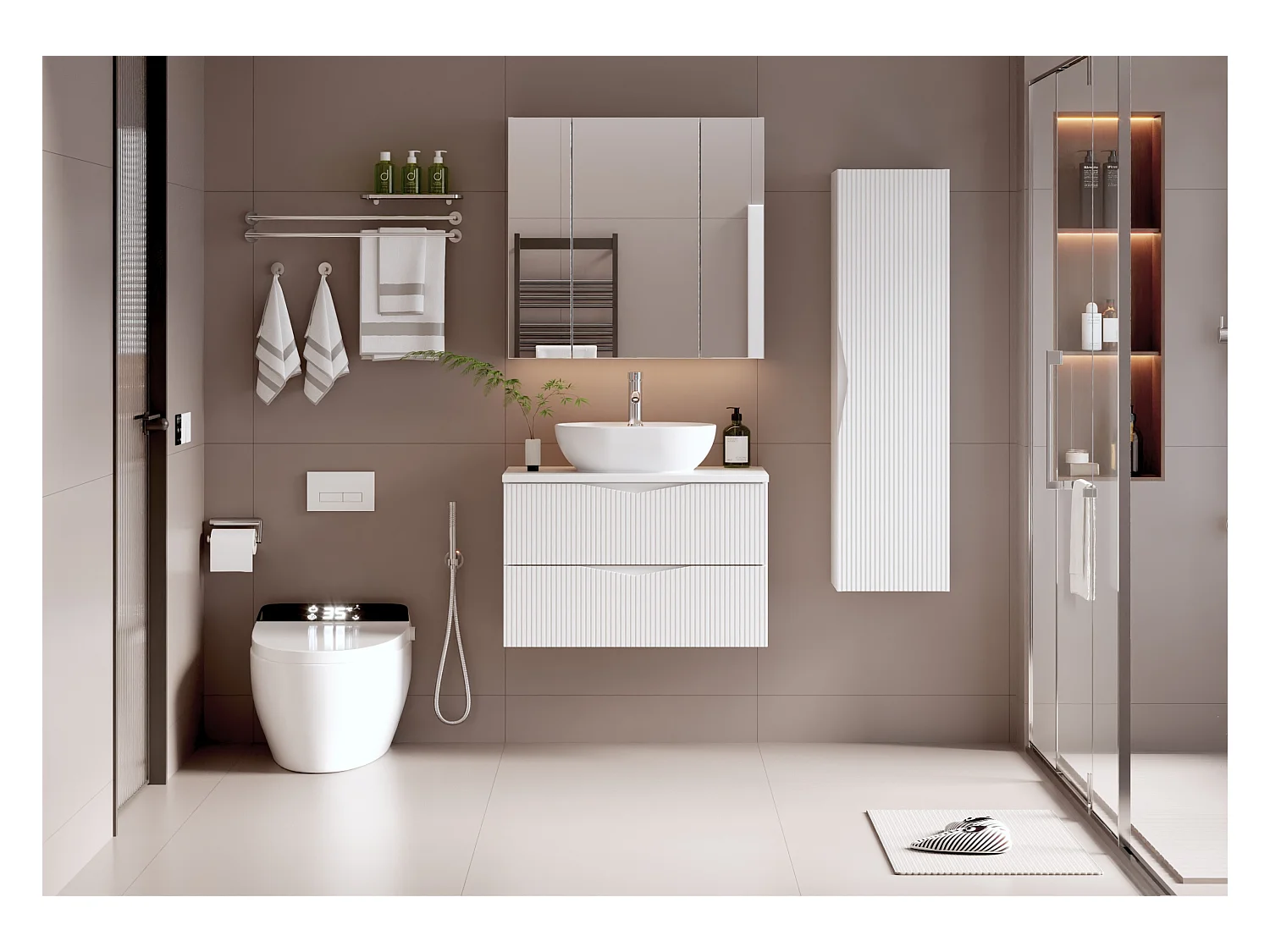 Meuble sous-vasque 80cm plan de toilette Tao Blanc