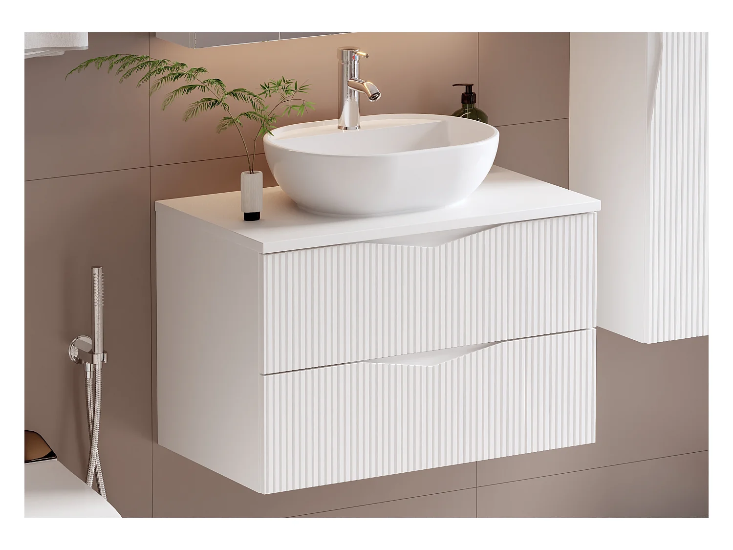 Meuble sous-vasque 80cm plan de toilette Tao Blanc