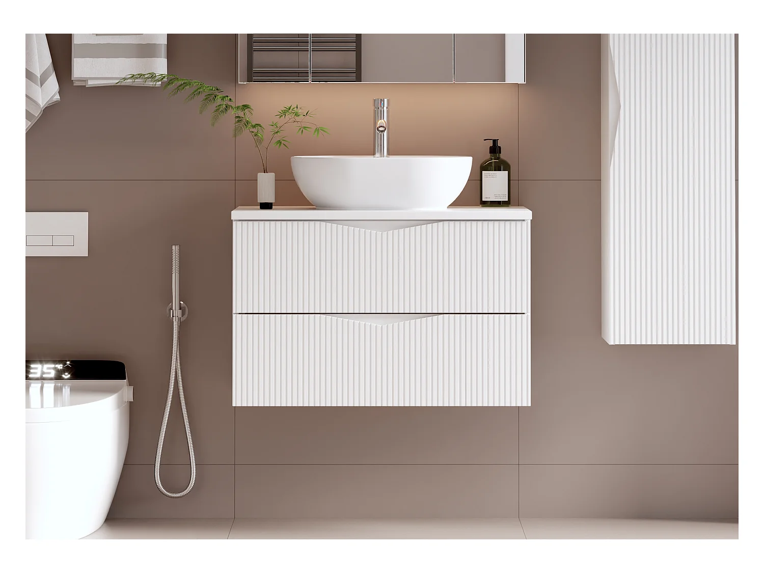 Meuble sous-vasque 80cm plan de toilette Tao Blanc