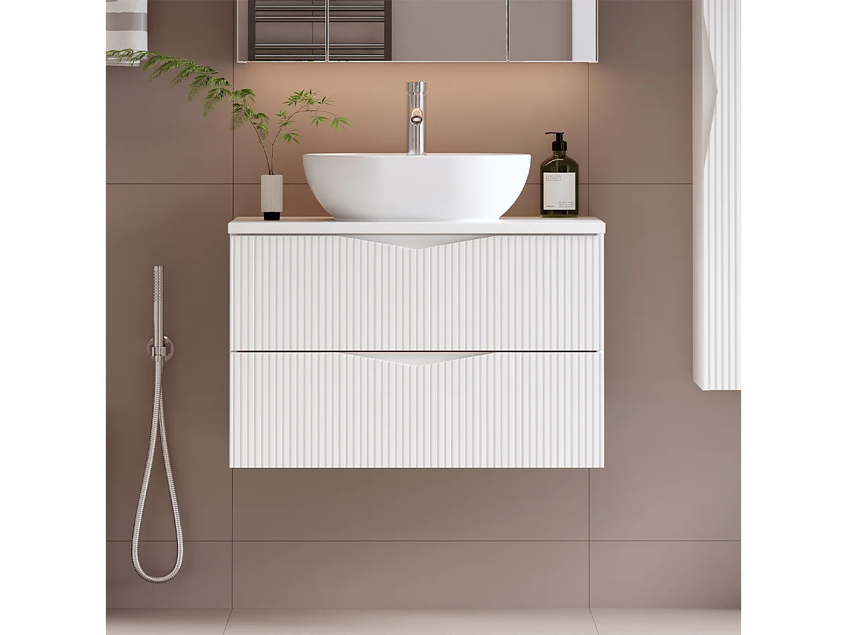 Meuble sous-vasque 80cm plan de toilette Tao Blanc