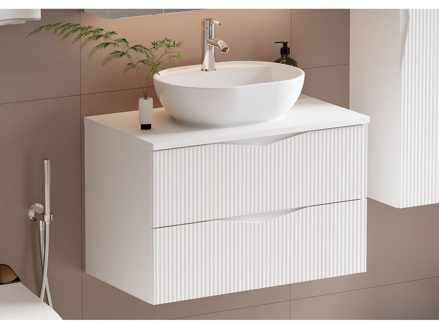 Meuble sous-vasque 80cm plan de toilette Tao Blanc