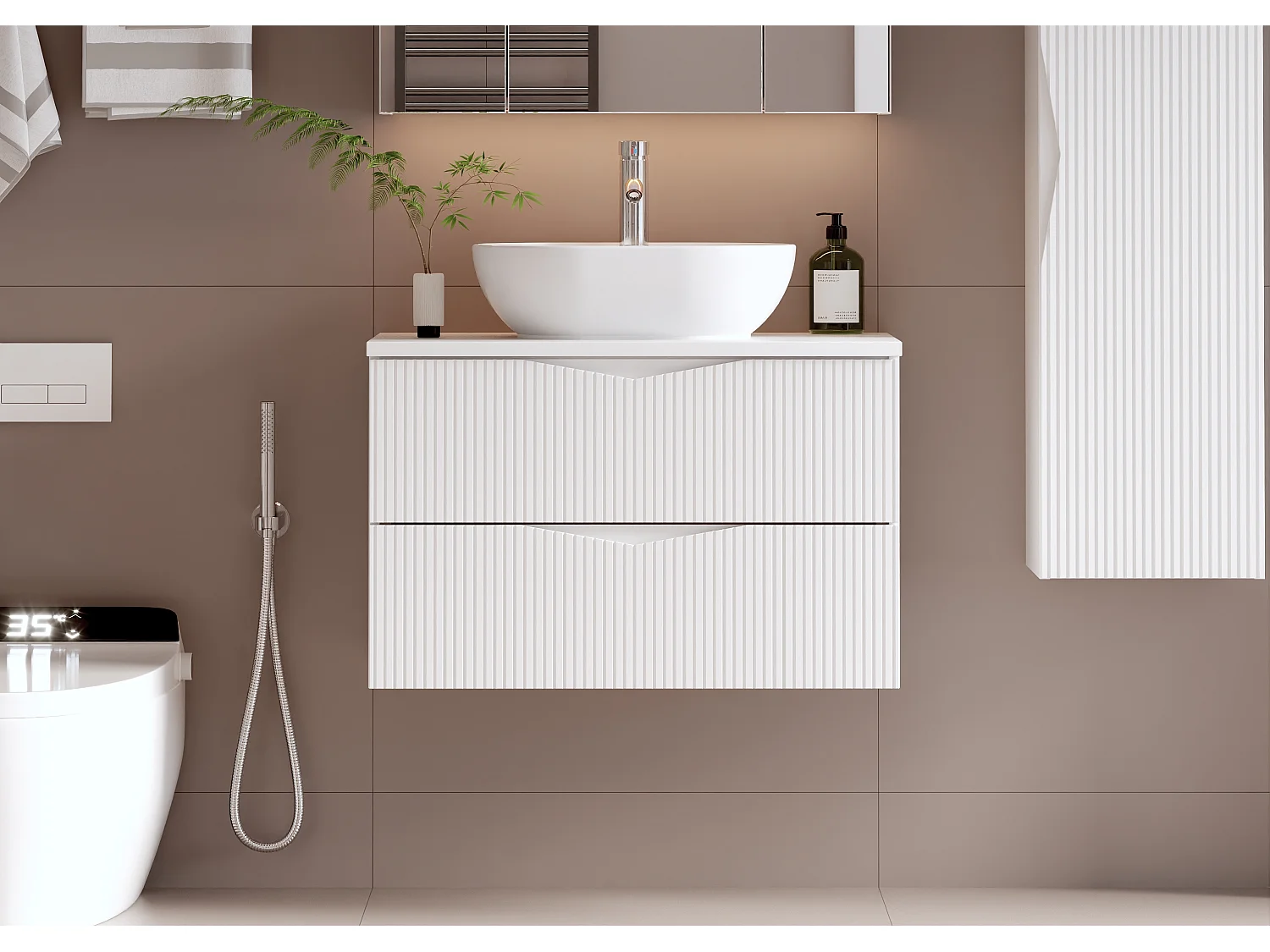 Meuble sous-vasque 80cm plan de toilette Tao Blanc