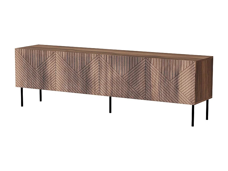 Mobile porta TV Marea, Madia da salotto con quattro ante battenti, Rialzato da terra, 190x40 h58 cm, Noce