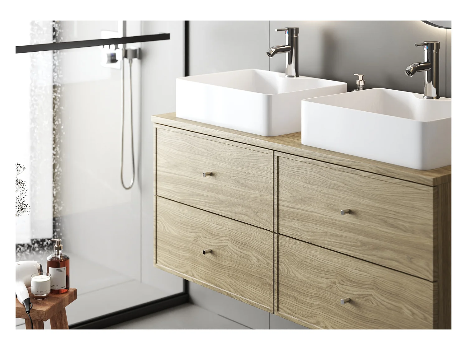 Ensemble pour salle de bain 120 cm Armoire avec plateau Chêne huilé Marco