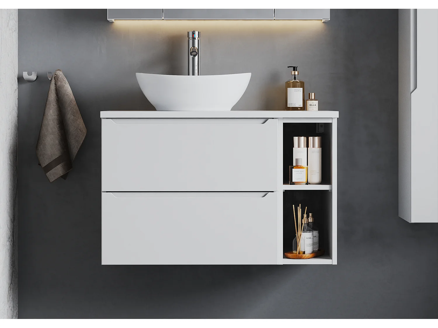 Wit badkamerset 80 cm Kast Rek Etna-blad