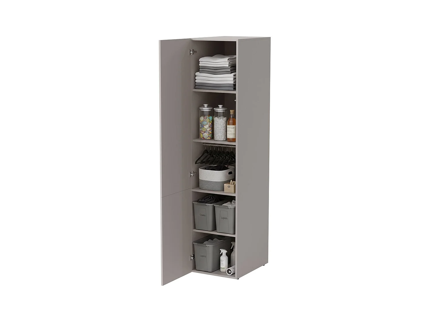 Armadio Multiuso 1 Anta Abrantes, 4 Ripiani, 55.5x198.5h cm Beige
