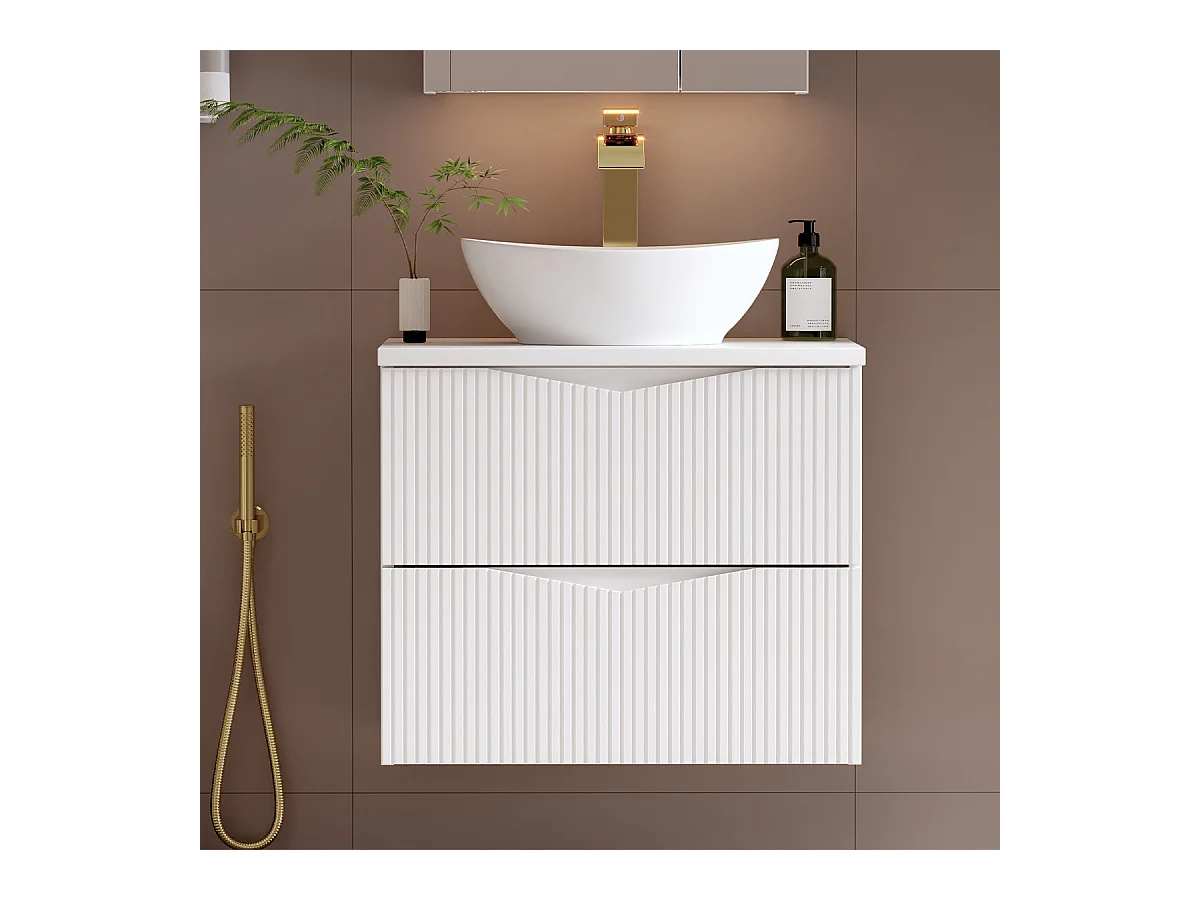 Meuble sous-vasque 60cm plan de toilette Tao Blanc