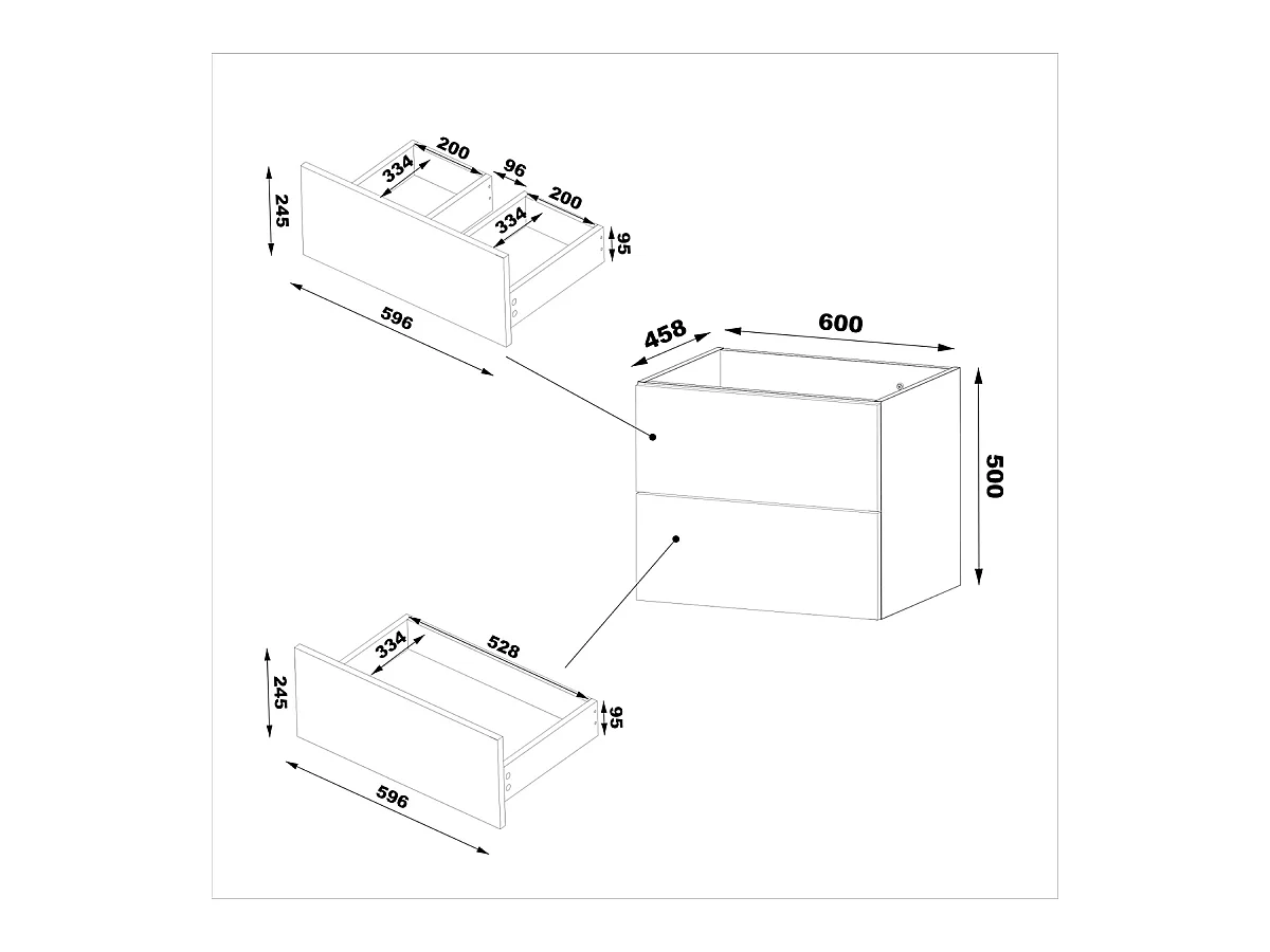 Meuble sous-vasque 60cm plan de toilette Tao Blanc