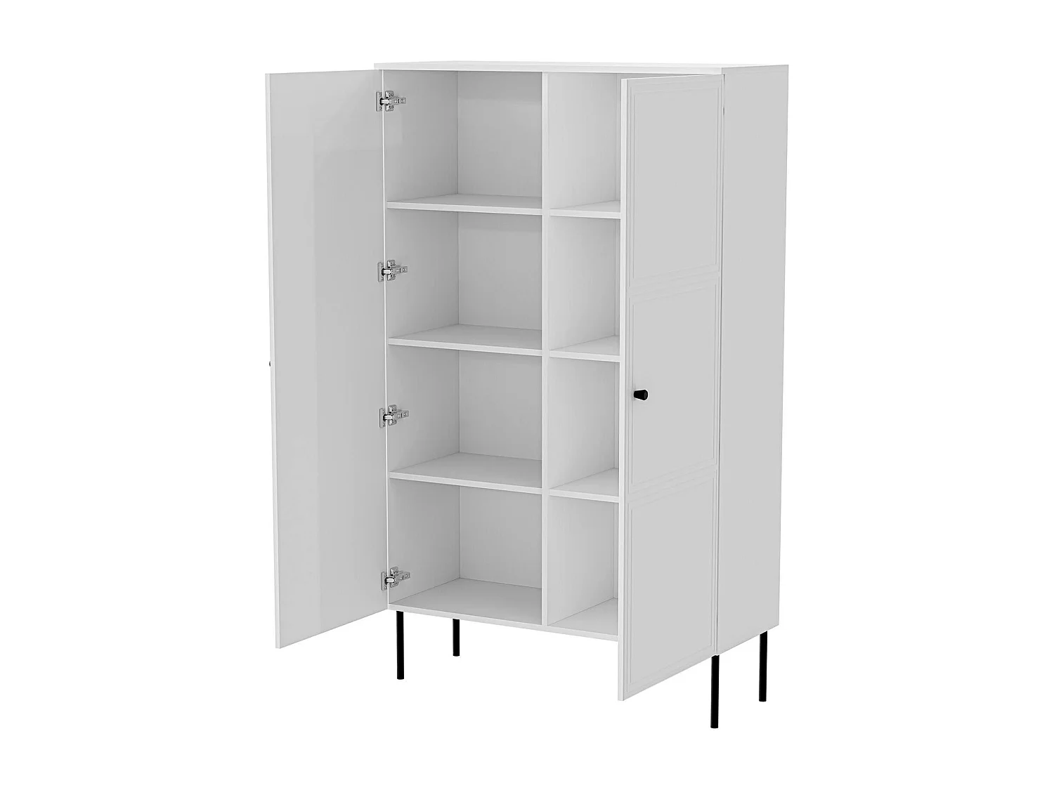 Armoire polyvalente 2 portes Montijo, 6 étagères, 39x166h cm Blanc