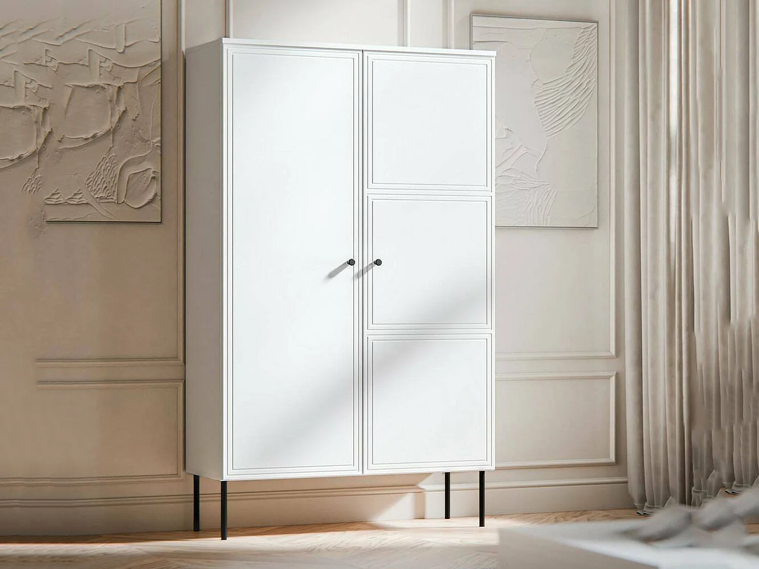 Armoire polyvalente 2 portes Montijo, 6 étagères, 39x166h cm Blanc