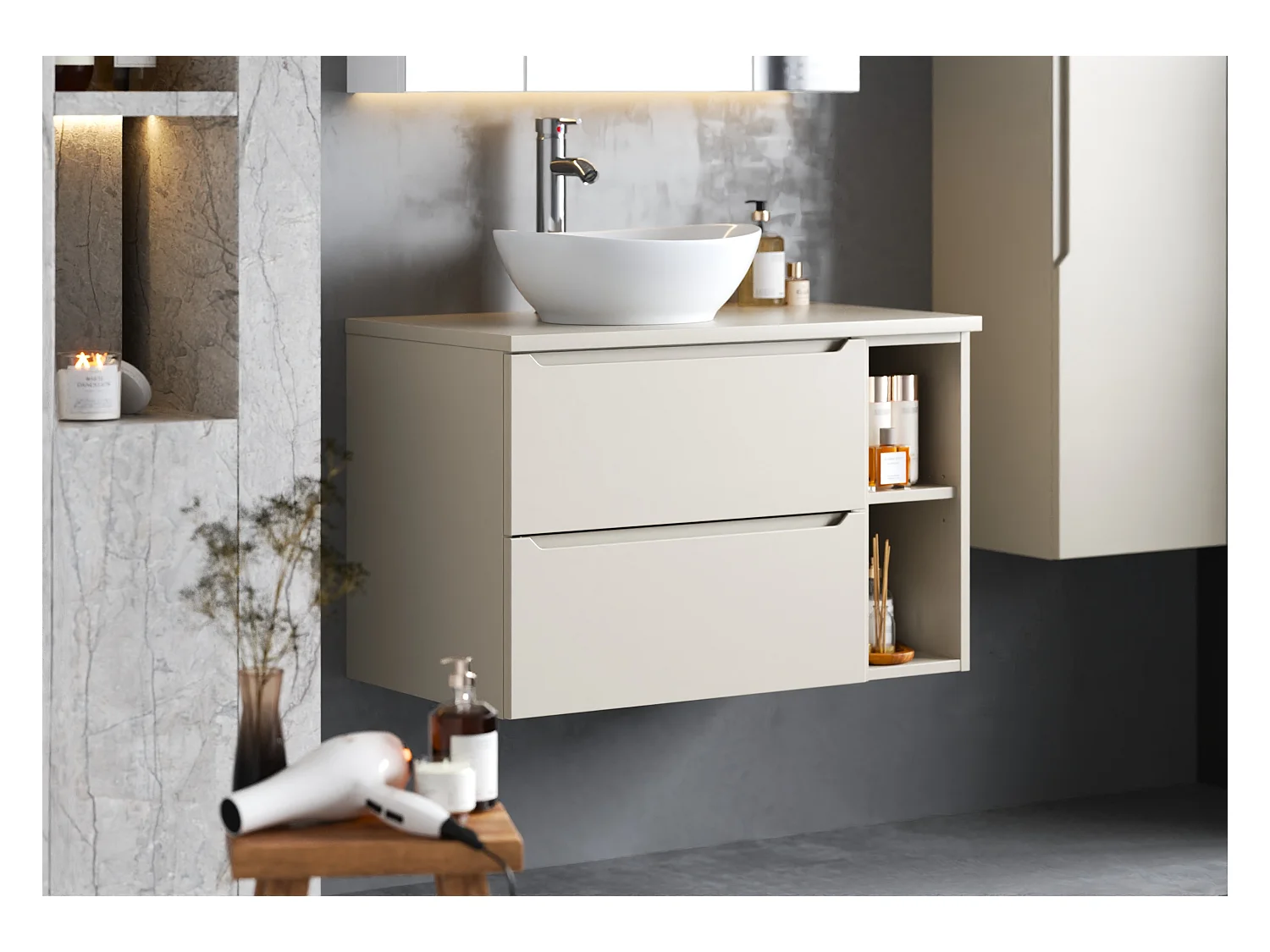 Kasjmier badkamerset 80 cm Kast Rek Etna-blad