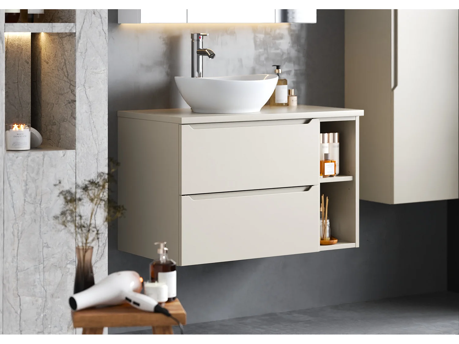 Kasjmier badkamerset 80 cm Kast Rek Etna-blad