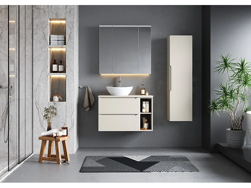 Ensemble de salle de bain en cachemire 80 cm Armoire Étagère Plateau Etna