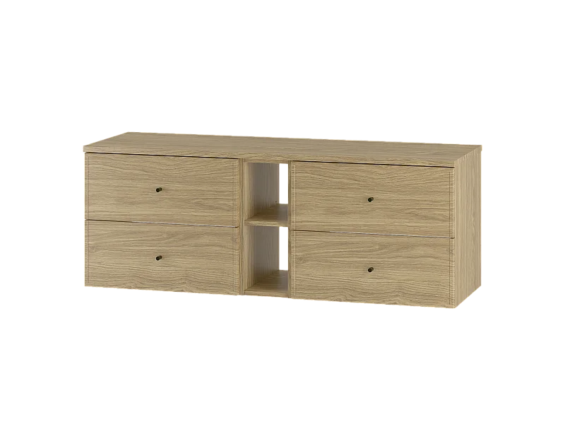 Ensemble pour salle de bain 140 cm Armoire Étagère Plan de travail Chêne huilé Marco