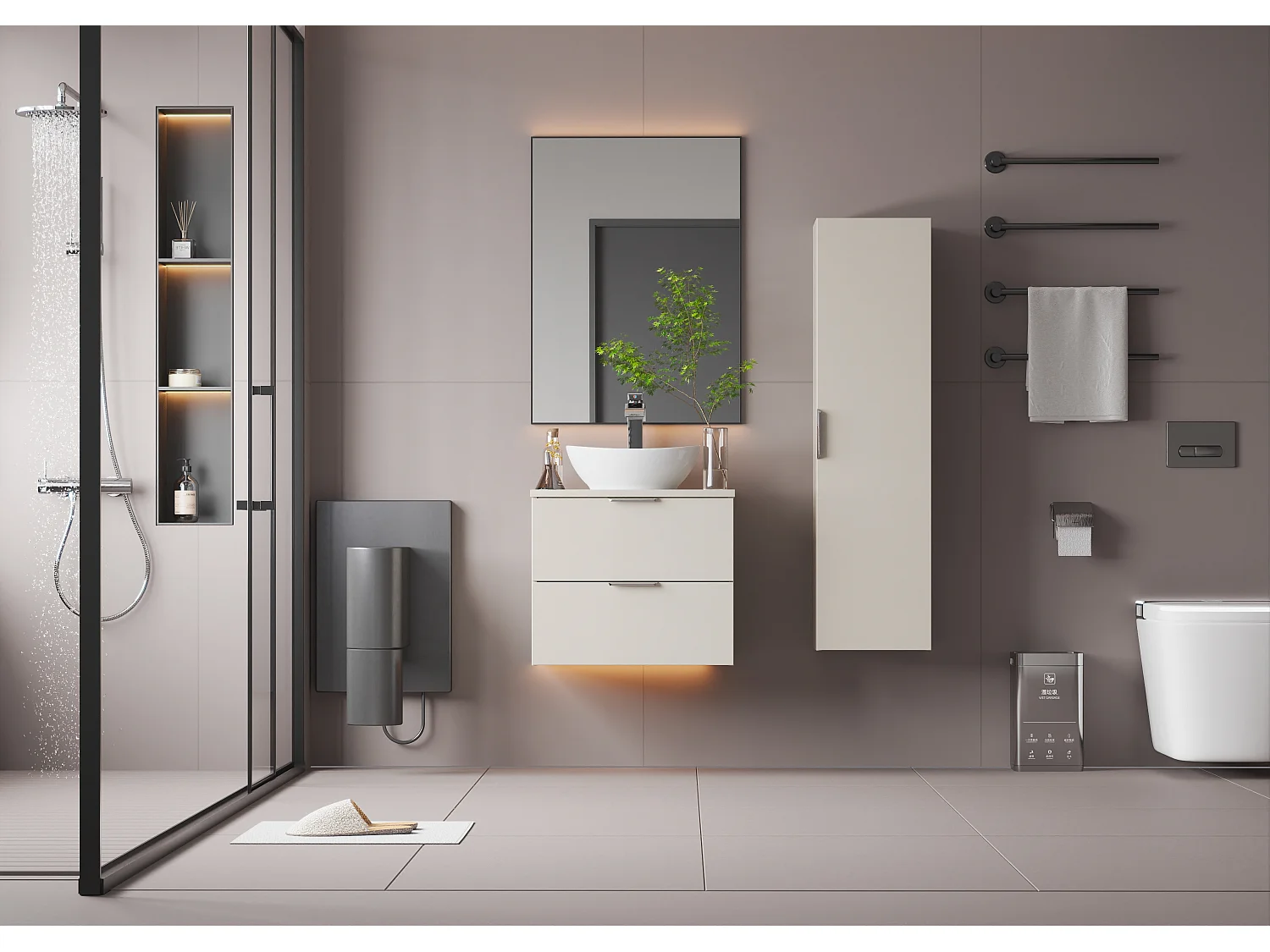 Ensemble de salle de bain en cachemire 60 cm Armoire avec plateau Pile