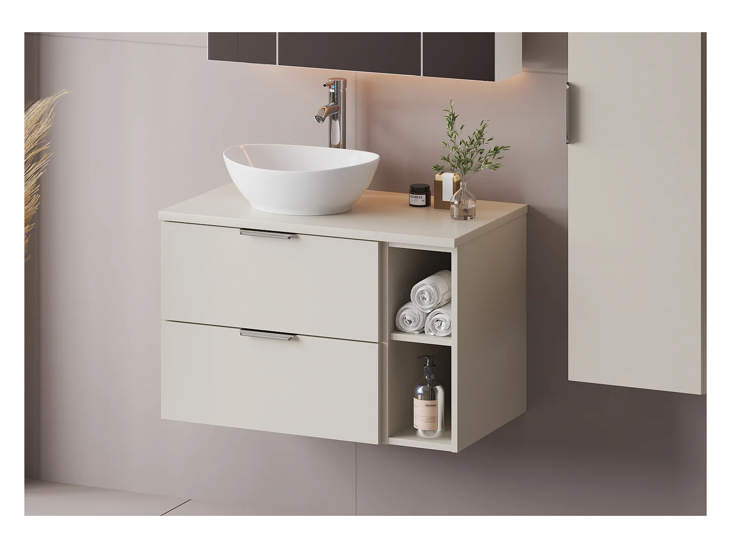 Kaschmir Waschbeckenunterschrank 60 cm 2 Schubladen Pile