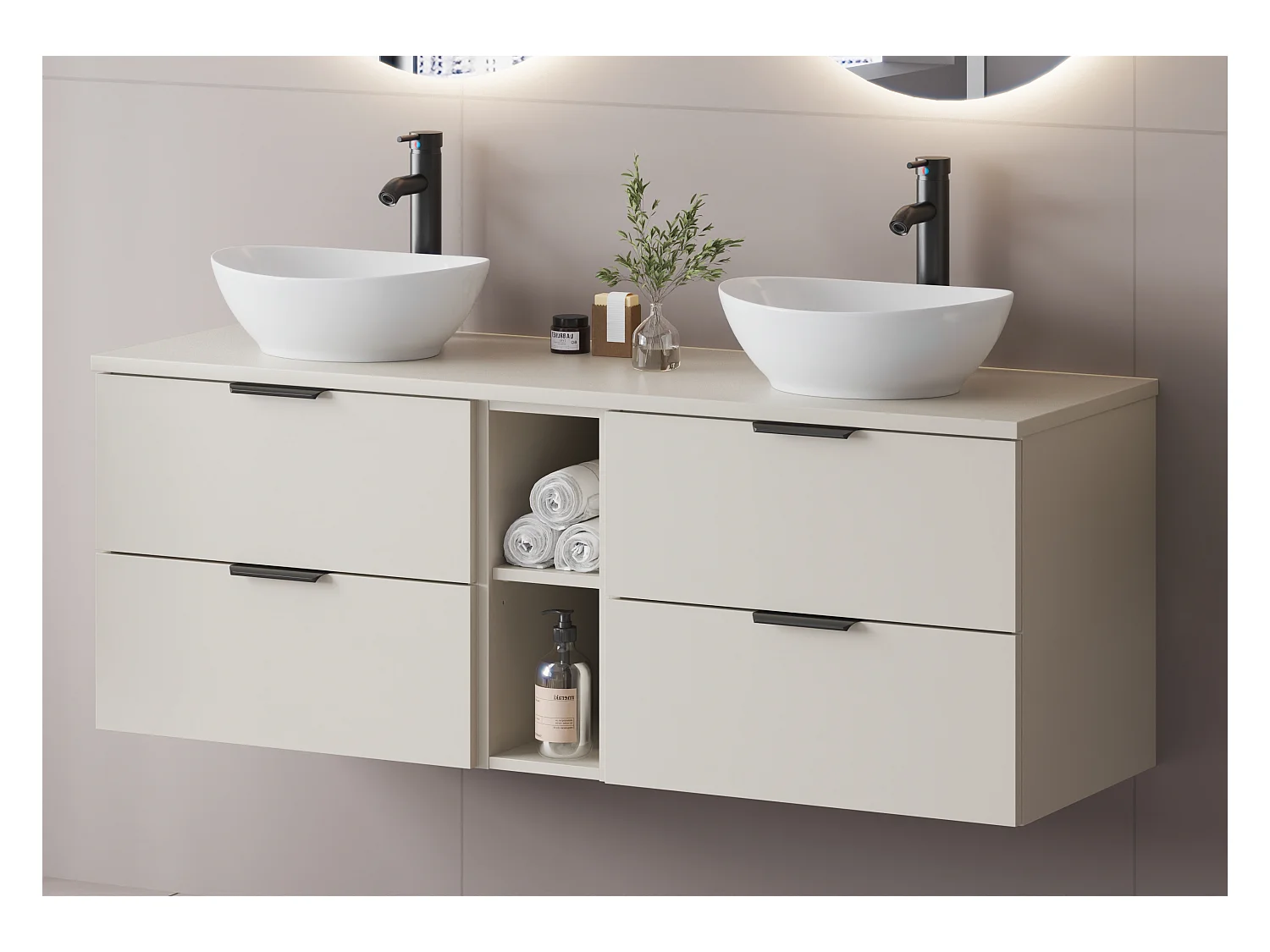 Kaschmir Waschbeckenunterschrank 60 cm 2 Schubladen Pile